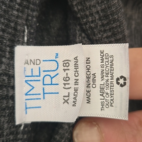 Time and Tru Heather Grey Fleece Lined Leggings Size Extra Large - Picture 3 of 3
